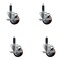 Service Caster 3'' SS Maroon Poly Swivel 1'' Expanding Stem Caster Set with Brake, 4PK SCC-SSEX20S314-PPUB-MRN-TLB-1-4 - alternate 1